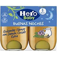 Hero Baby Buenas Noches Potito de Guisantes Tiernos Jamón Cocido para Bebés 6 meses Pack de 2 x 190 g